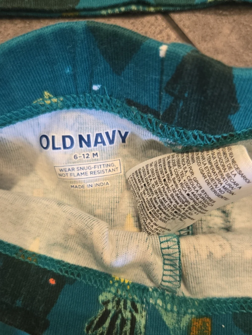 6-12 Month Old Navy Kids Teal Christmas Tree Pajama Set